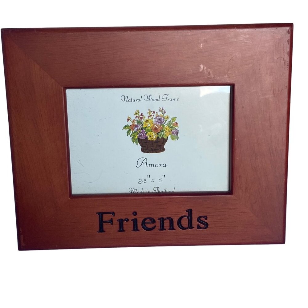 Amora Natural Wood "Friends" Decorative Picture Frame‎ Photo Size 3.5" x 5"